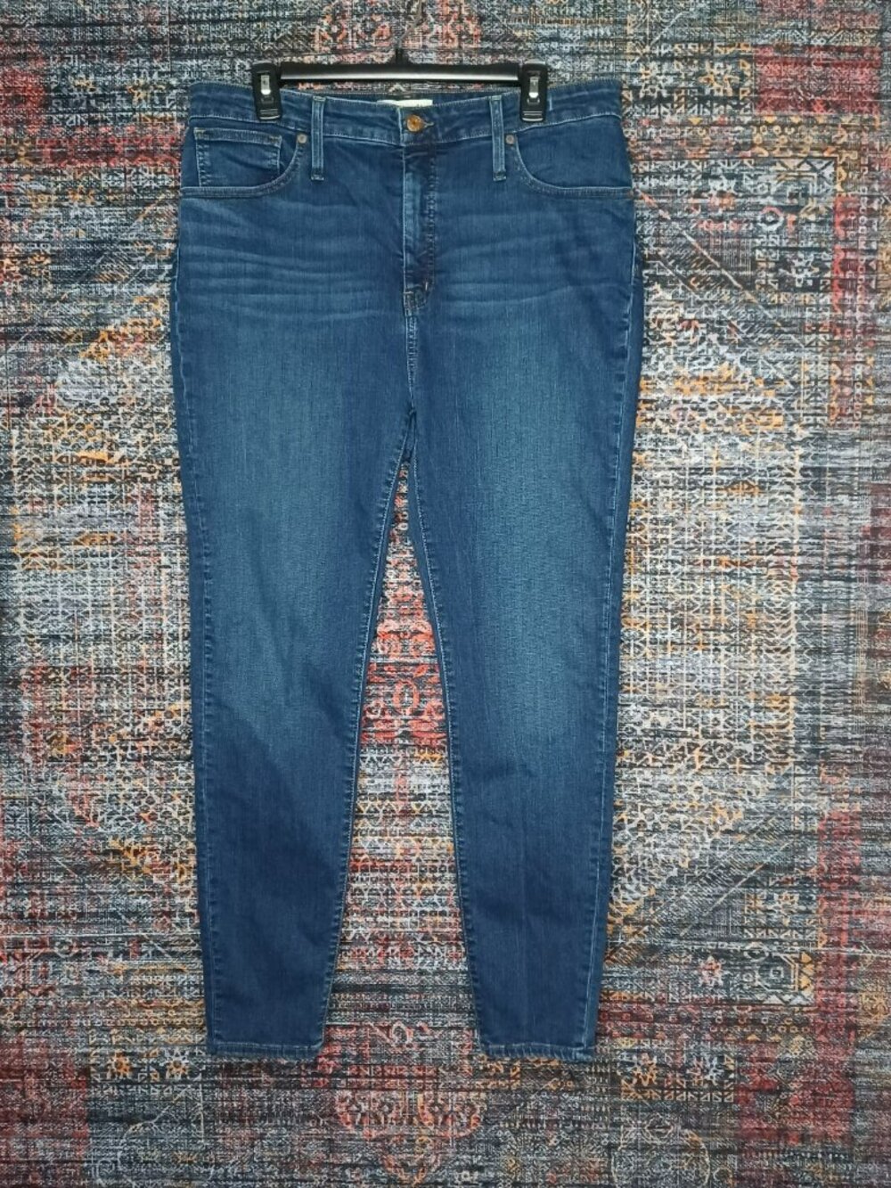 MadeWell womens dark distressed Curvy high stretch skinny jeans 33x28 K4312 EUC